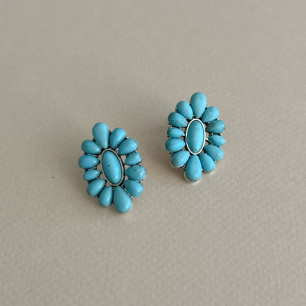 Turquoise Floral Earrings N1742
